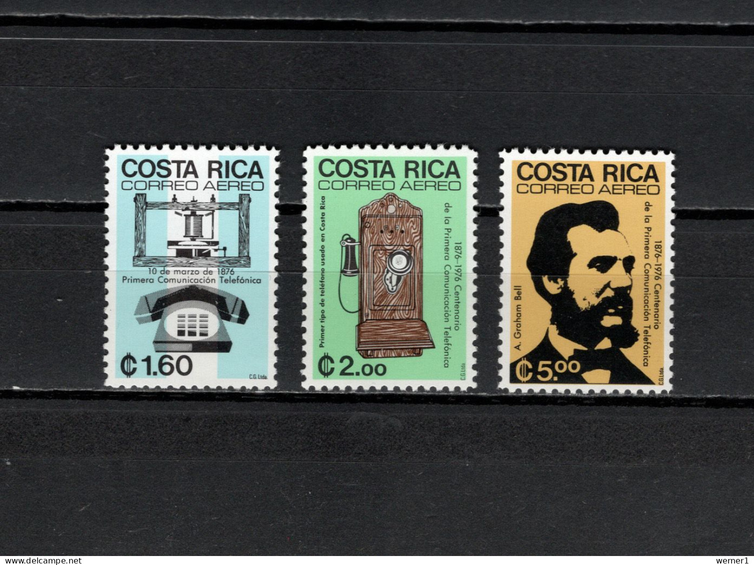 Costa Rica 1976 Space, Telephone Centenary Set Of 3 MNH - Noord-Amerika