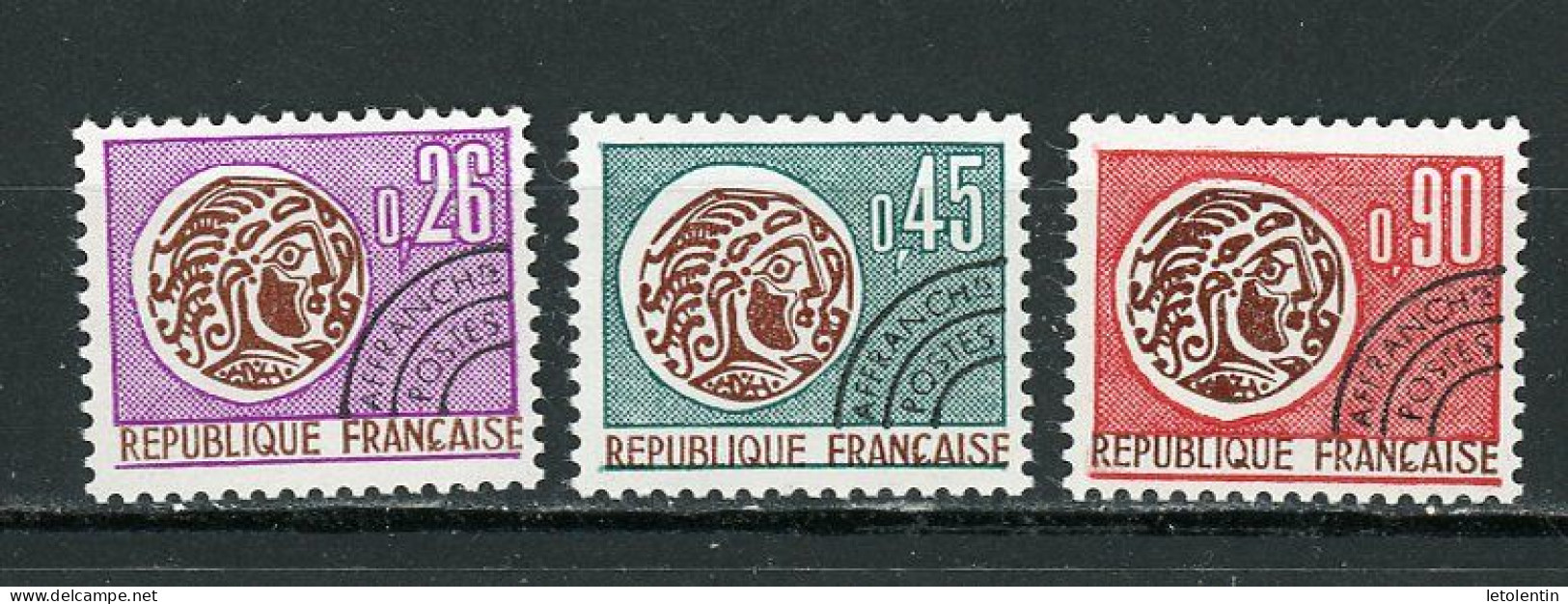 FRANCE -  PRÉOBLITÉRÉ MONNAIE GAULOISE - N° Yvert  130+132+133** - 1964-1988