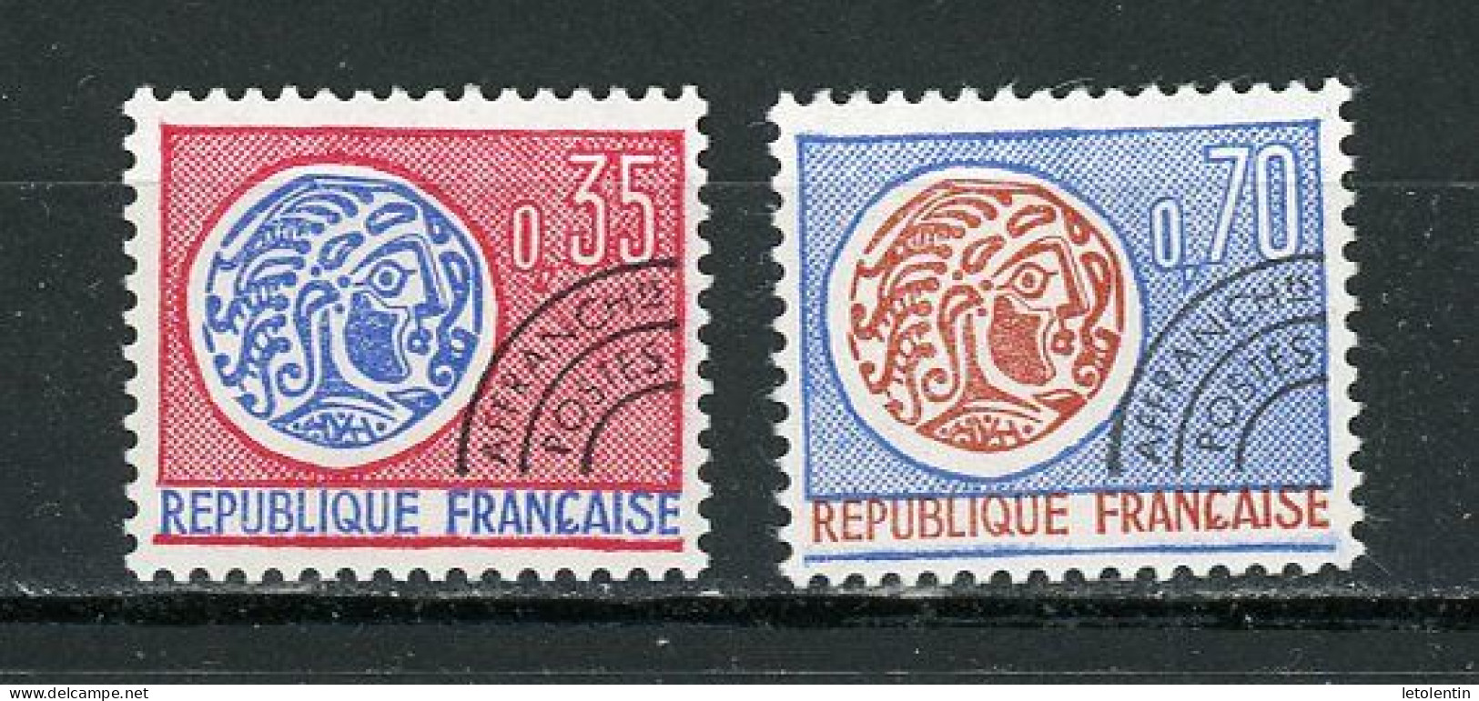 FRANCE -  PRÉOBLITÉRÉ MONNAIE GAULOISE - N° Yvert  127+129** - 1964-1988