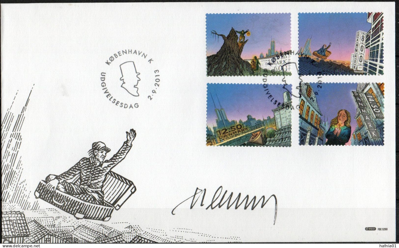 Martin Mörck. H.C. Andersen Fairy Tales. Michel 1750 - 1753 FDC. Signed. - FDC