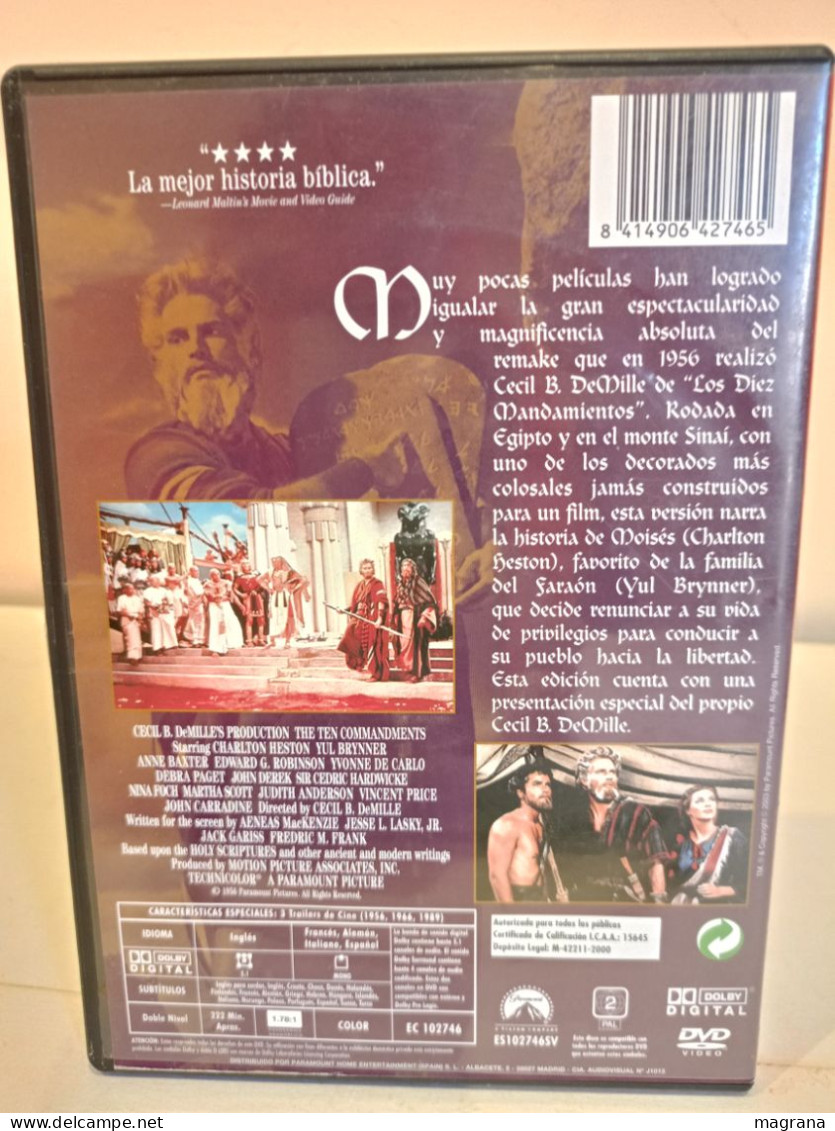 Película Dvd. Los Diez Mandamientos. De Cecil B. DeMille. Introducción Por Cecil B. DeMille. Widescreen Collection. 2000 - History