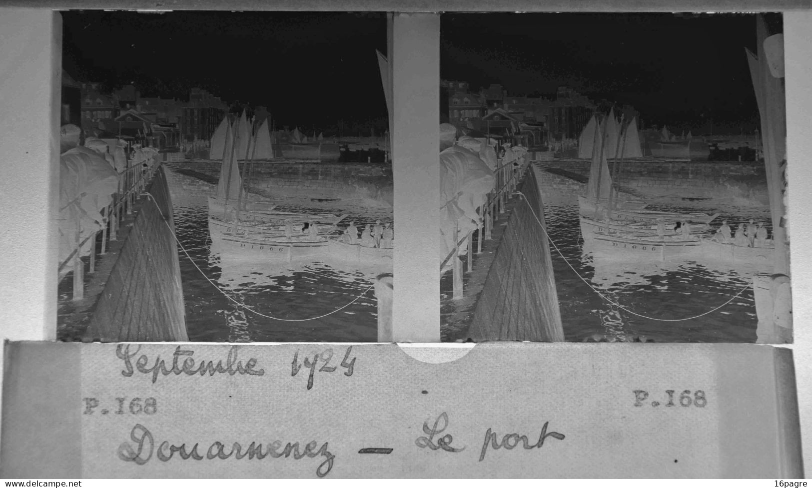 LOT DE 4 PLAQUES DE VERRE STÉRÉO. PORT DE DOUARNENEZ, BATEAUX DE PÊCHE. 1924. FINISTÈRE - Glasplaten