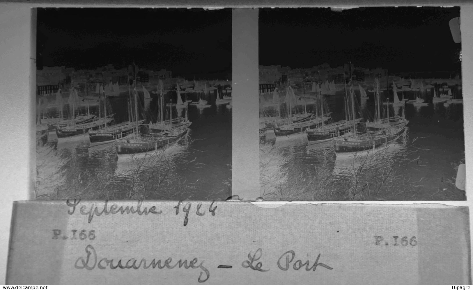 LOT DE 4 PLAQUES DE VERRE STÉRÉO. PORT DE DOUARNENEZ, BATEAUX DE PÊCHE. 1924. FINISTÈRE - Plaques De Verre