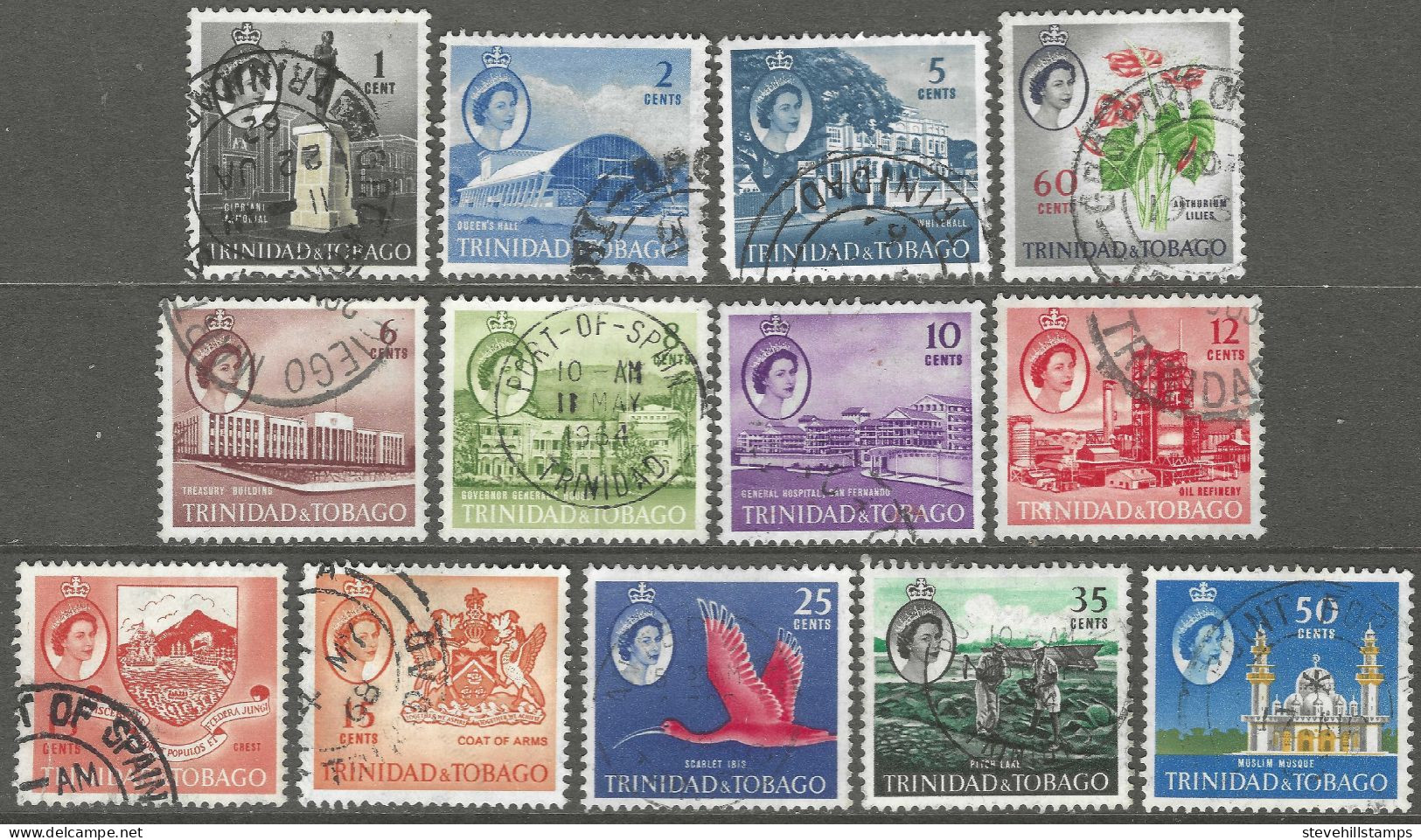 Trinidad & Tobago. 1960-67 QEII. 13 Used Values To 60c. SG 264etc. M4044 - Trindad & Tobago (...-1961)