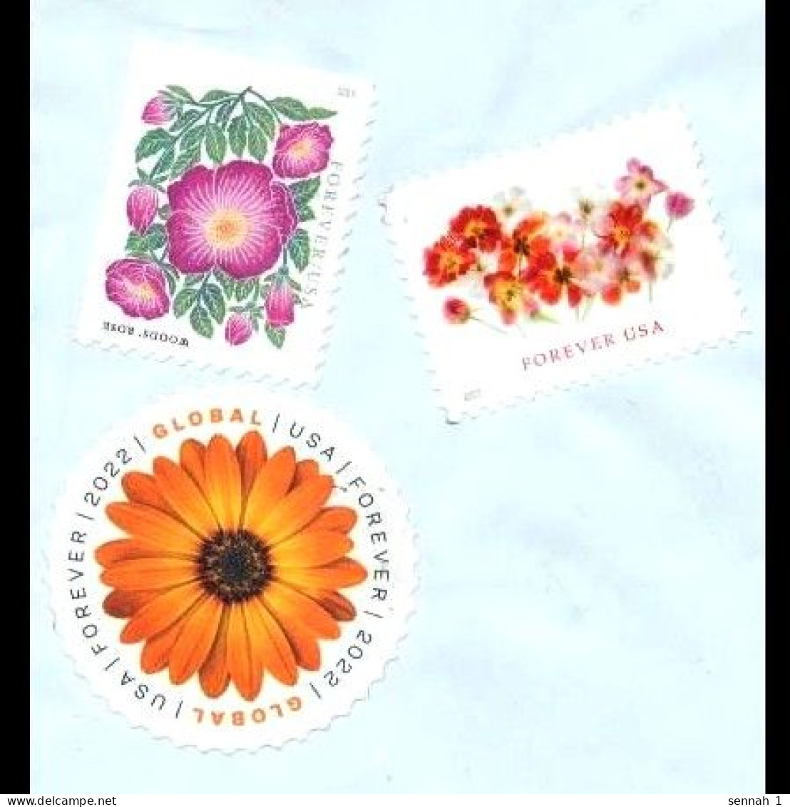 USA: 'Blumen – Gerbera – Zimt-Rose – Tulpen, 2022' / 'Flowers – African Daisy – Wood Rose – Tulips' Sc 5679+5680+5681[*] - Oblitérés