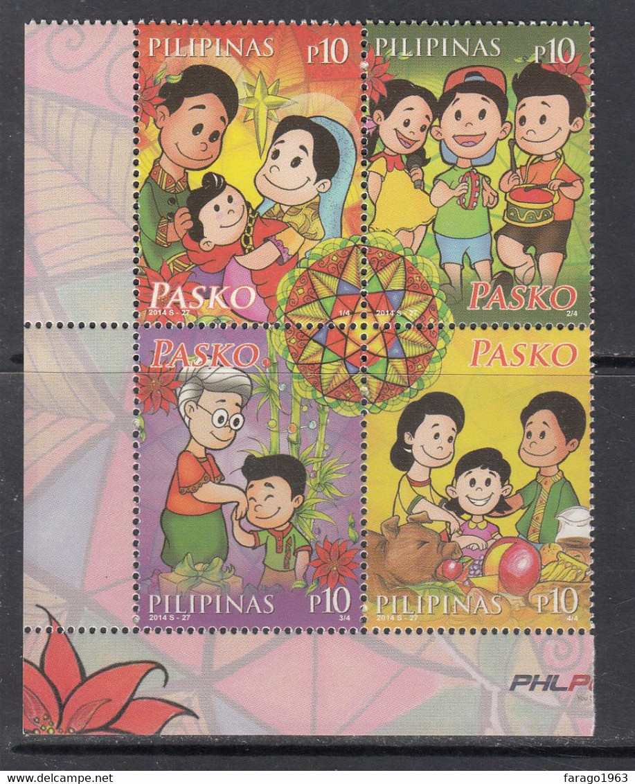 2014 Philippines Christmas Noel  Complete Block Of 4 MNH - Filipinas