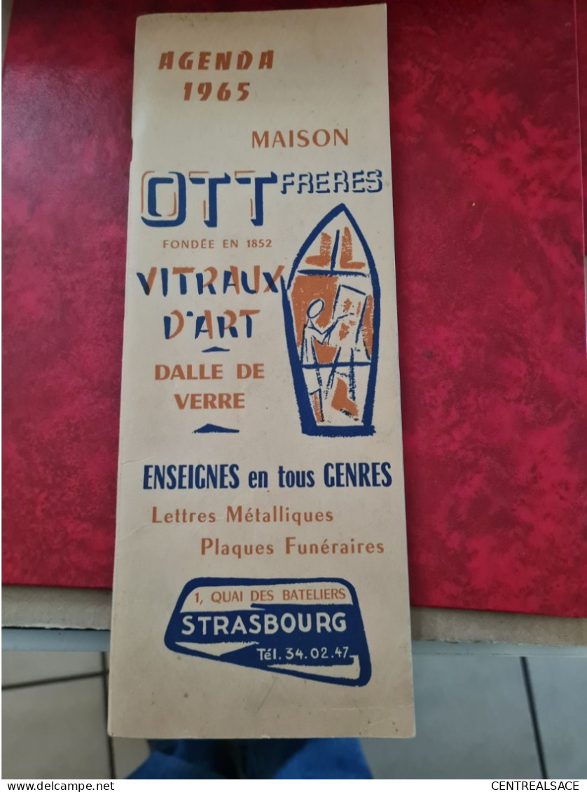 AGENDA 1965 MAISON OTT FRERES STRASBOURG VITRAUX D'ART DALLE DE VERRE EBSEIGNES - Otros & Sin Clasificación