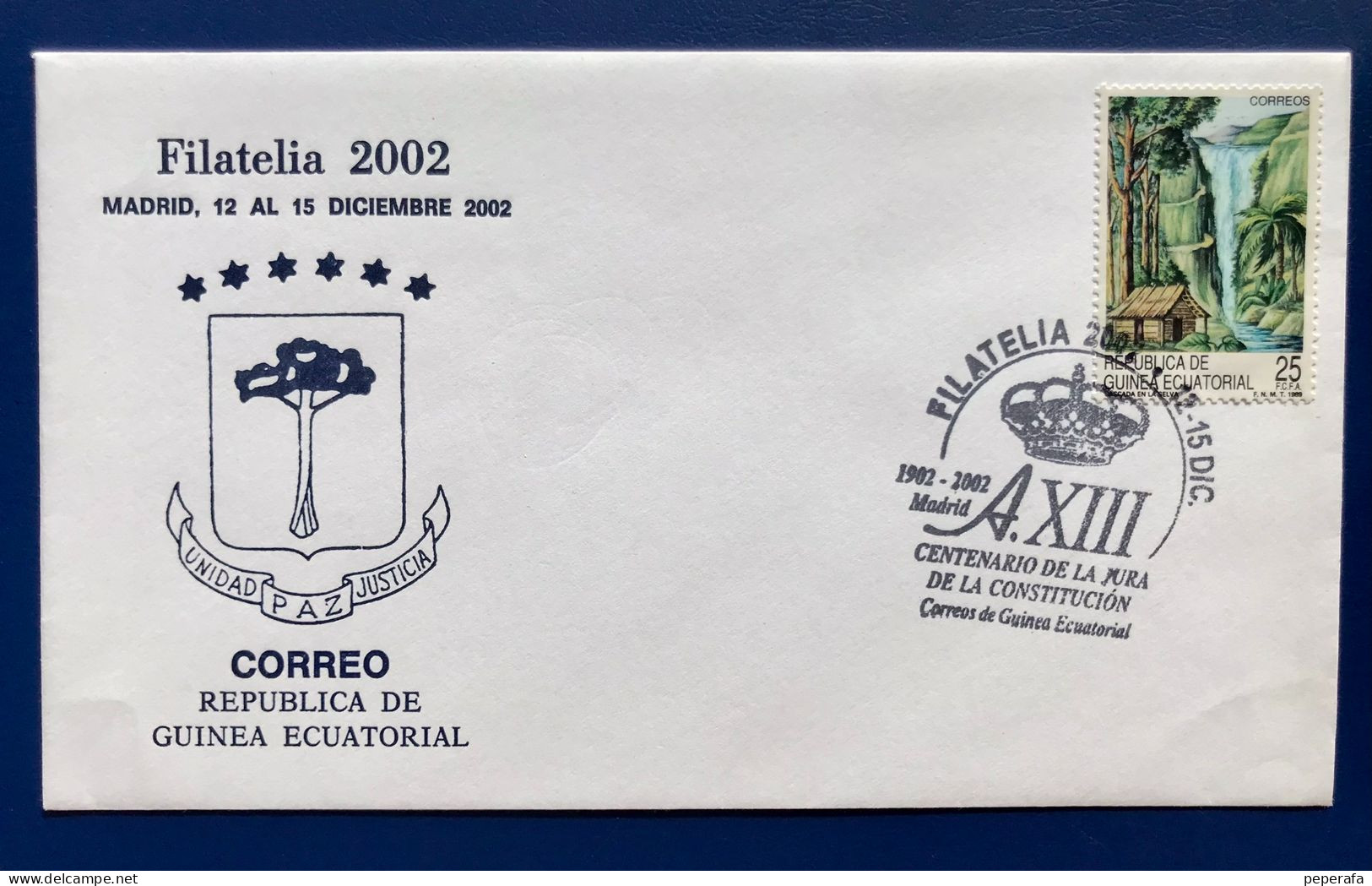 REPÚBLICA DE GUINEA ECUATORIAL 2002, SOBRE PRIMER DÍA, FDC CENTENARIO DE LA JURA DE LA CONSTITUCIÓN, MADRID - Guinée Equatoriale