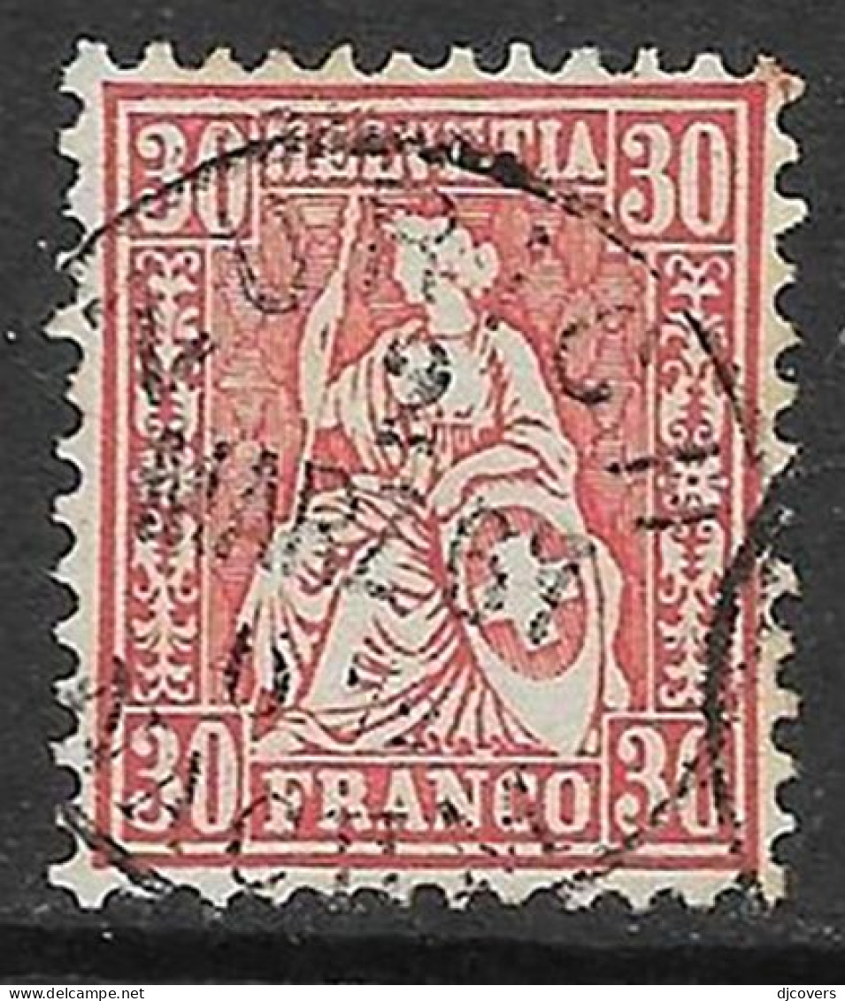 Switzerland 1862/64 Fine Used 30c Vermilion - Gebruikt