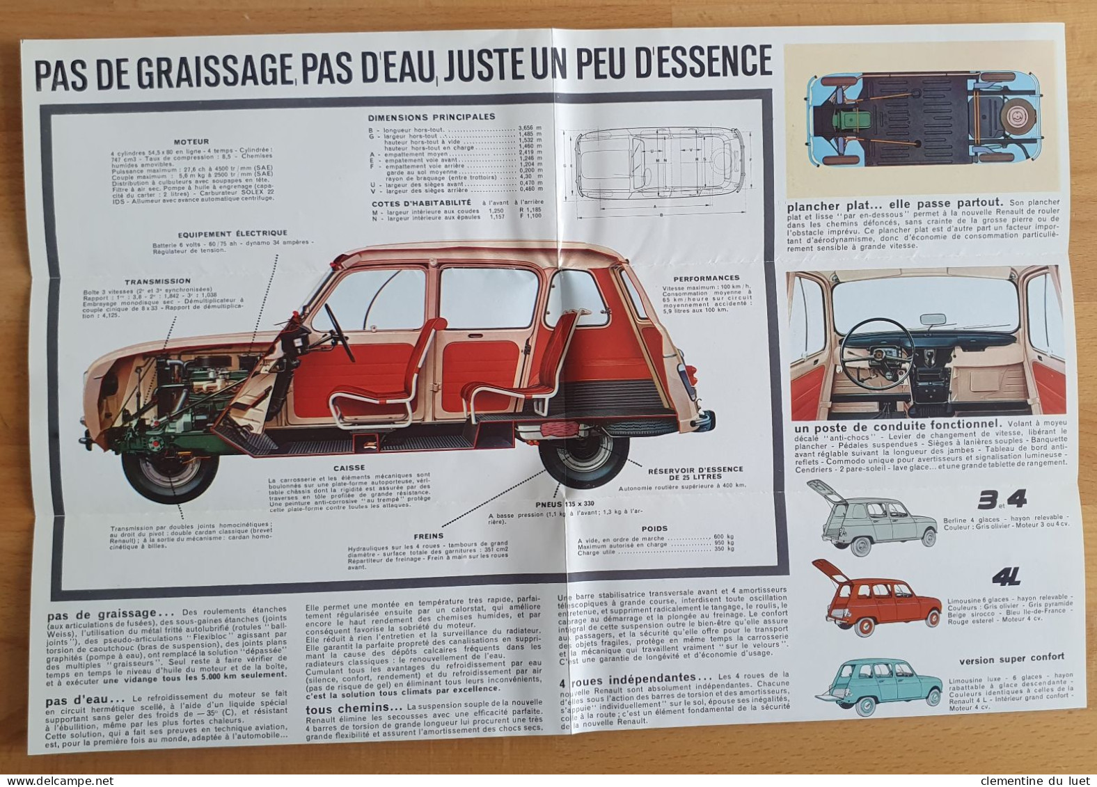 DOCUMENTS BROCHURE RENAULT 4 L - Voitures