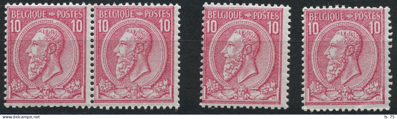 BELGIQUE - COB 38 - 10C ROSE LEOPOLD II - 4 EXEMPLAIRES NEUFS - 1869-1883 Leopold II.