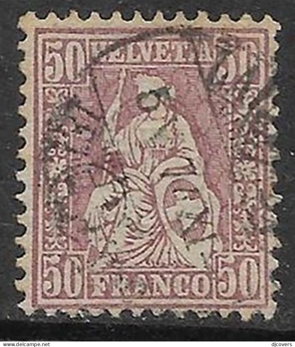 Switzerland 1867 Fine Used 50c Violet White Wove Paper - Oblitérés