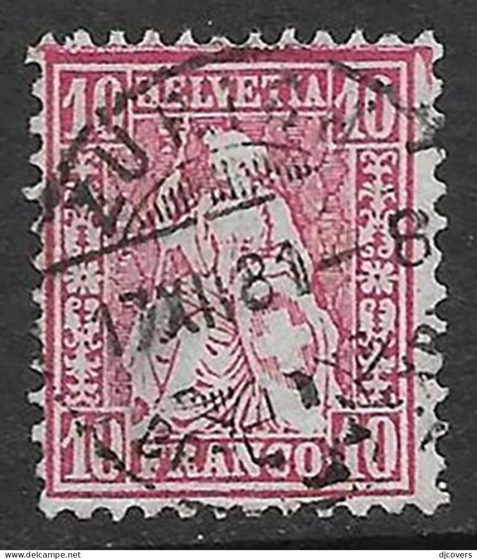 Switzerland 1881 Fine Used 10c Rose Granite Paper - Gebraucht