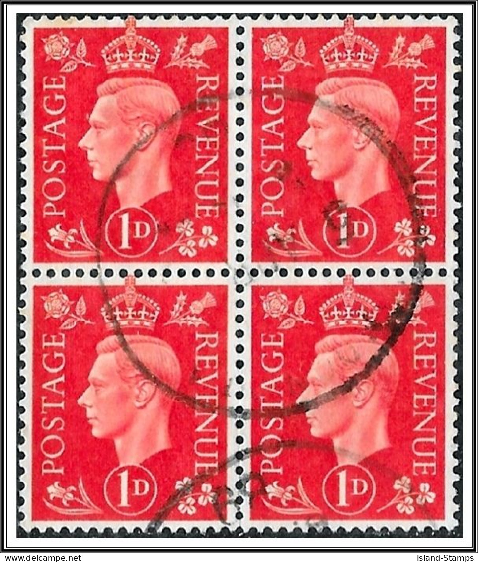 KGVI SG463 1d Scarlet Block (4) Good Used Hrd2a - Oblitérés