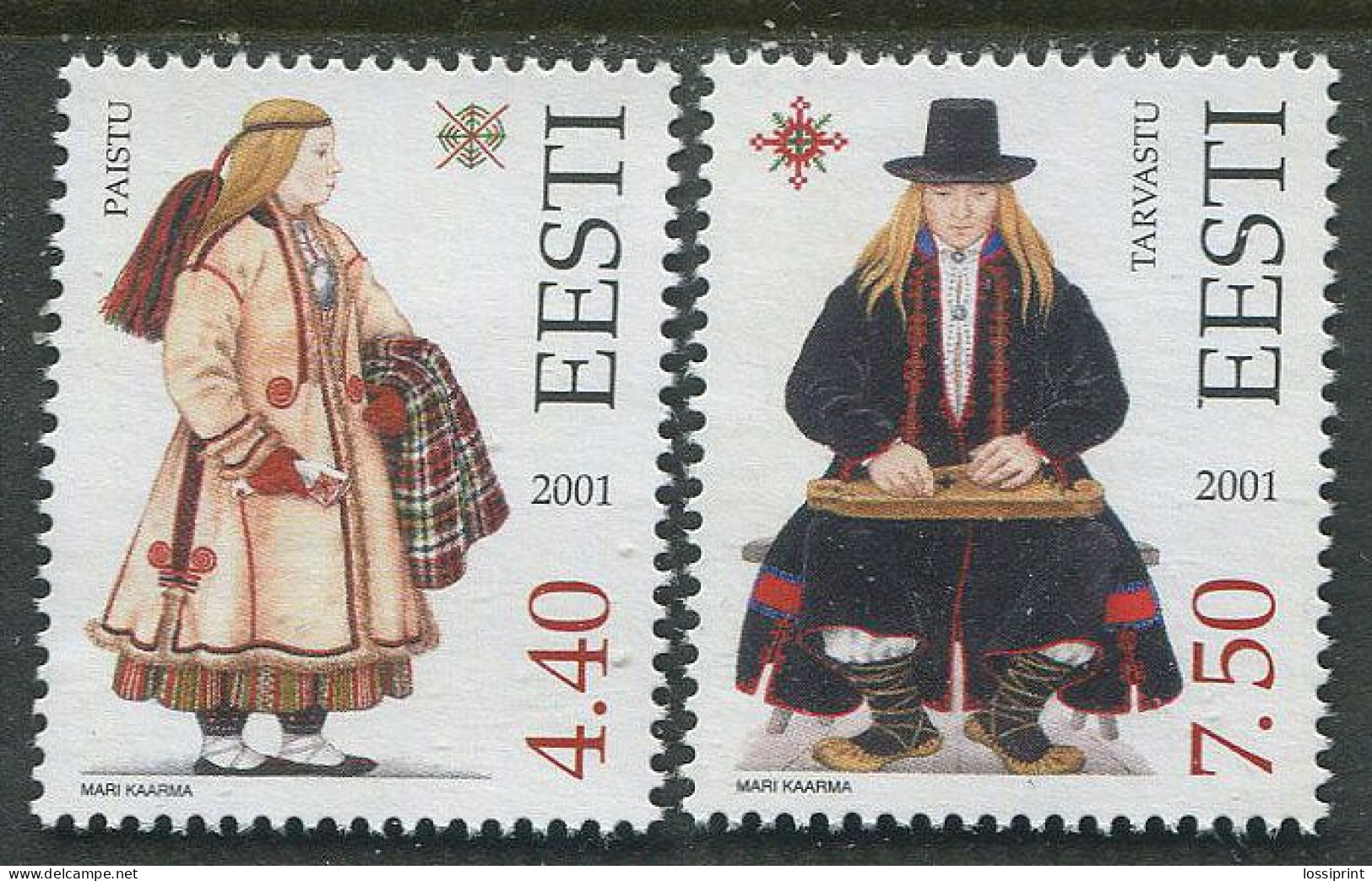 Estonia:Unused Stamps Paistu And Tarvastu National Costumes, 2001, MNH - Estonia