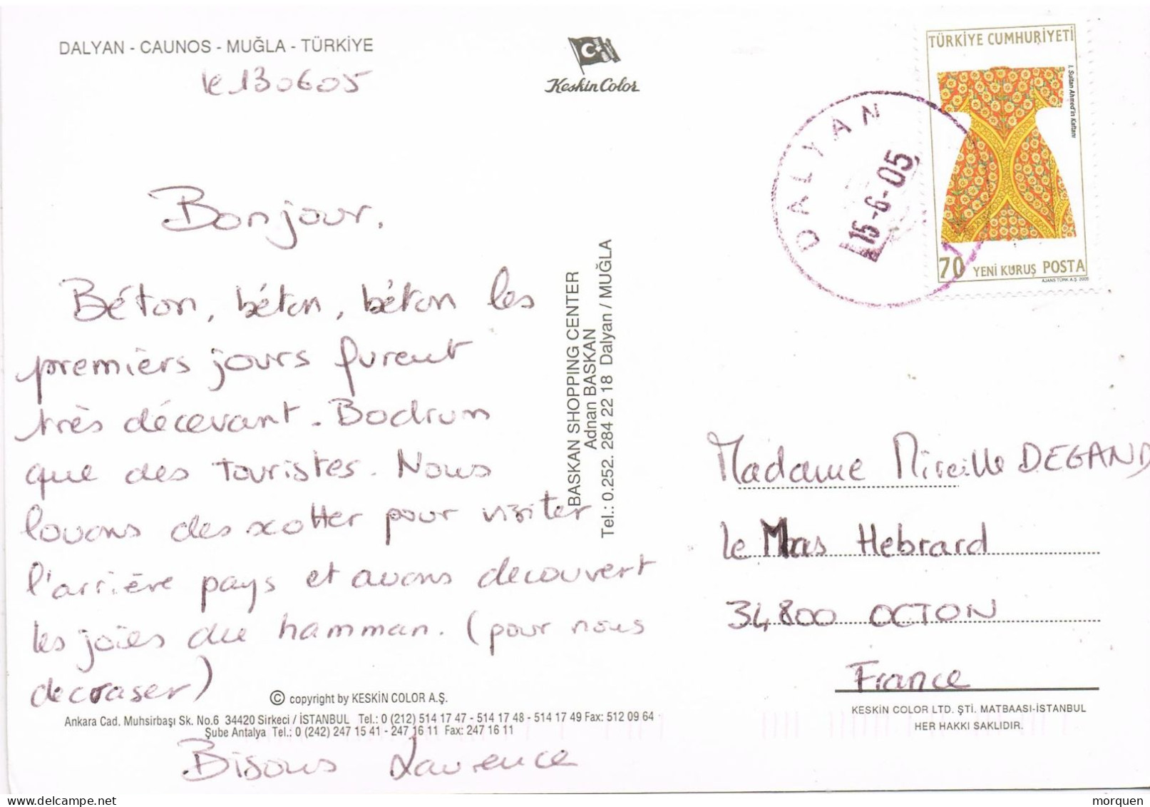 54737. Postal DALYAN, Caunos (Turquia( 2004. Vista Cuevas - Cartas & Documentos