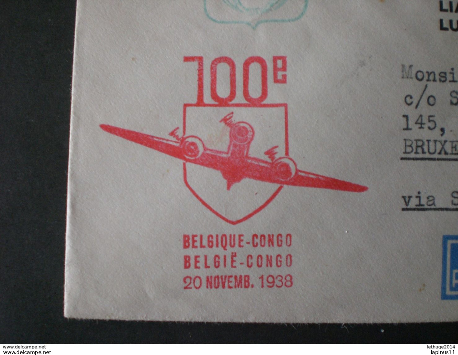 CONGO - BELGIO CONGO - BELGIE BELGIQUE COVER ENVELOPE 1938 AVION AIRMAIL STANLEYVILLE (CONGO) X BRUXELLES (BELGIO ) - Parcel Post