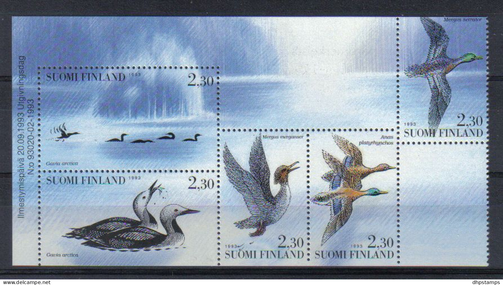 Finland  1993 Waterbirds Block Y.T. 1189/1193 ** - Unused Stamps