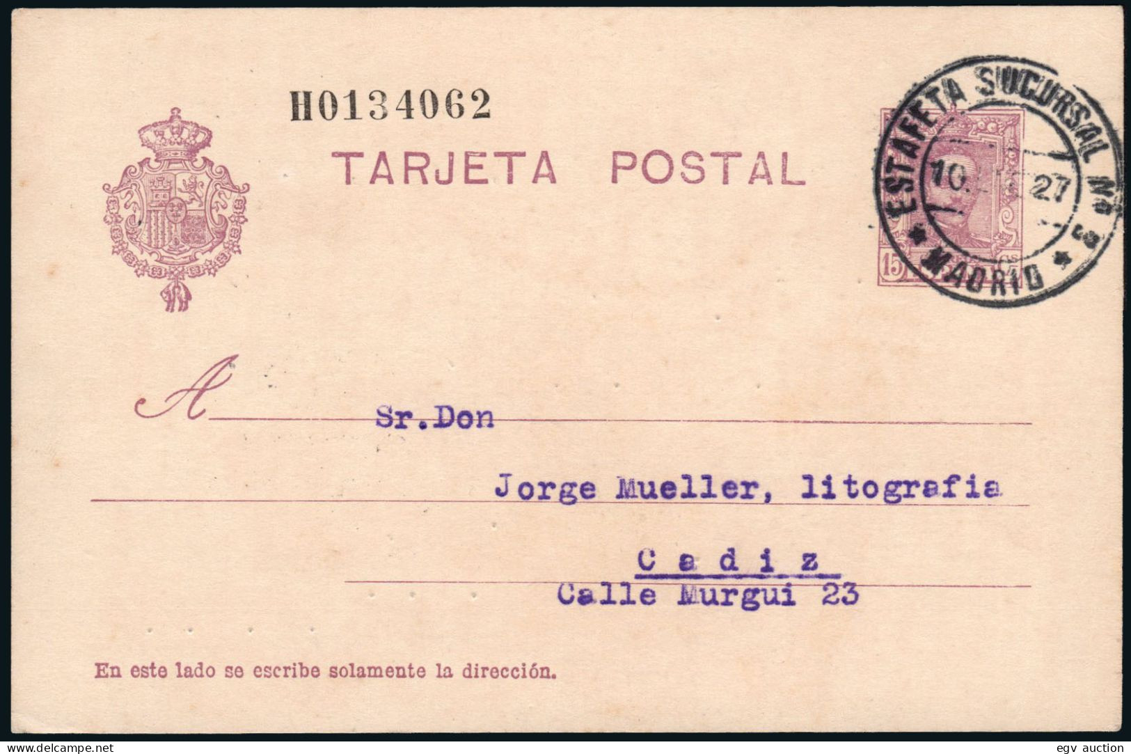 Madrid - Edi O 57 - Entero Postal Mat "Estafeta Sucursal N.º 3 - Madrid" - 1850-1931