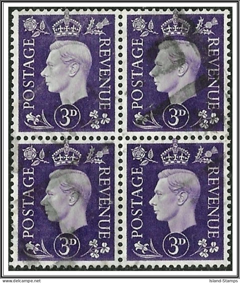 KGVI SG467 3d.Violet Block (4) Good Used Hrd2a - Usados