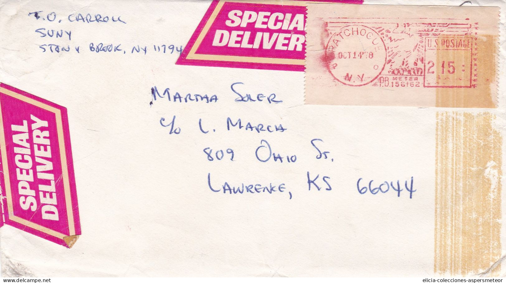 USA - 1978 - Letter - Sent From NY To Kansas - Caja 30 - Storia Postale