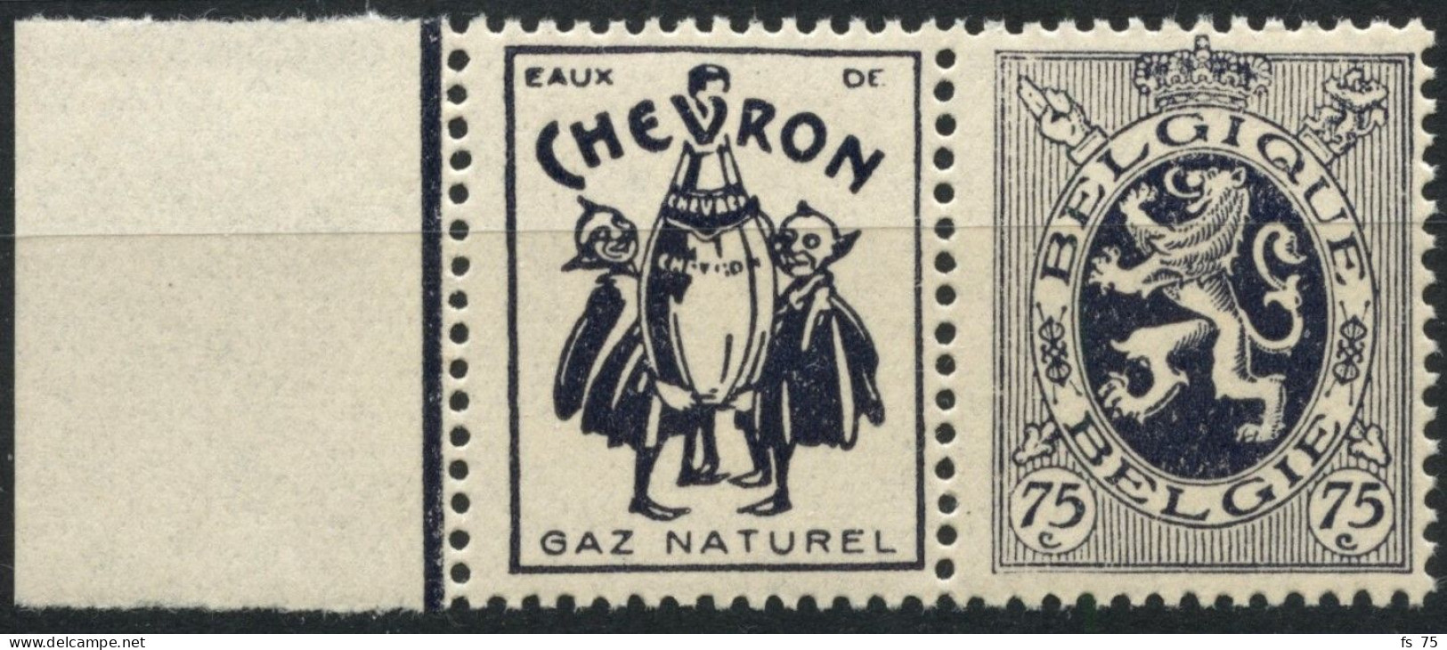 BELGIQUE - COB PU 49 - 75C LION HERALDIQUE TIMBRE PUBLICITAIRE "CHEVRON" - NEUF - Neufs