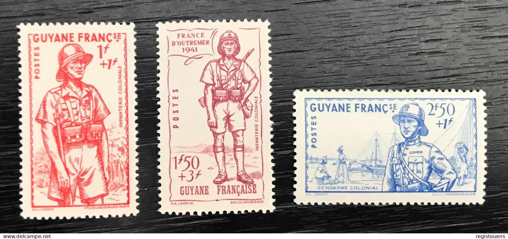 Lot De 3 Timbres Neufs* Guyane 1941 - Neufs