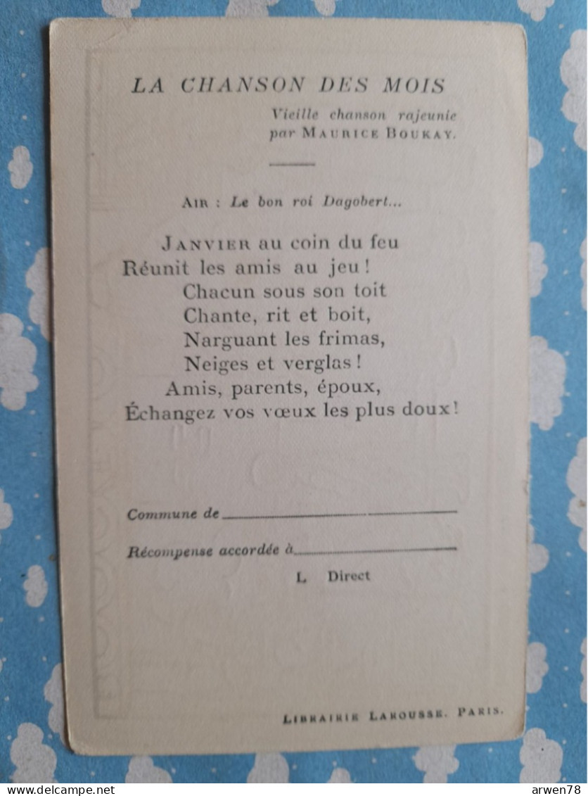 BON POINT RECOMPENSE SCOLAIRE LA CHANSON DES MOIS JANVIER ILLUSTRATION DELAW - Diplomi E Pagelle