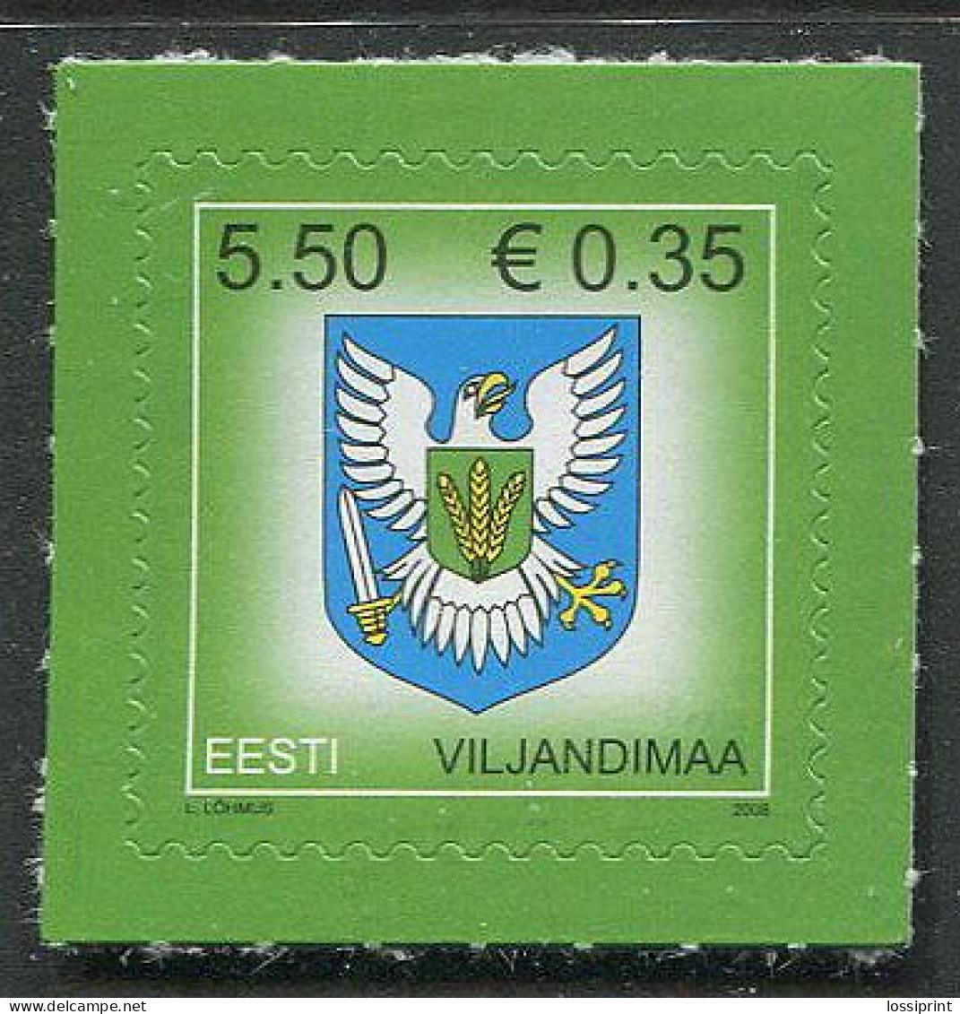 Estonia:Unused Stamp Viljandimaa Coat Of Arm, 2008, MNH - Estonie