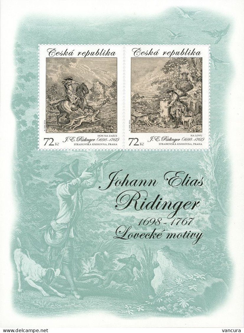 **A 1262 - 3 Czech Republic J. E. Ridinger, Hunting Graphic Art 2024 - Unused Stamps