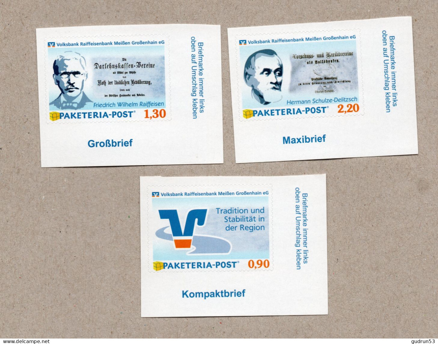 047] BRD - Privatpost Paketeria -3 Marken - Reifeisenbank Meißen Großenhain - Privados & Locales