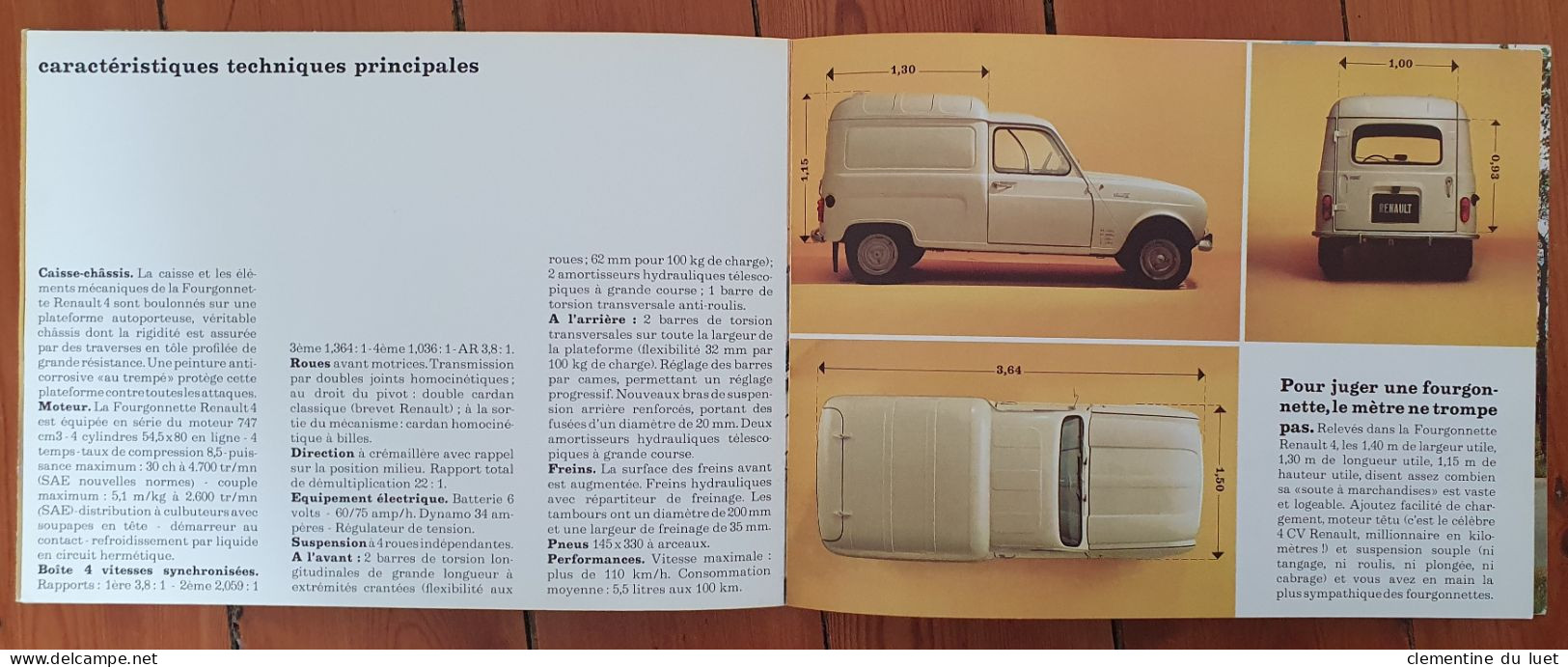 DOCUMENTS BROCHURE RENAULT 4 L FOURGONETTE