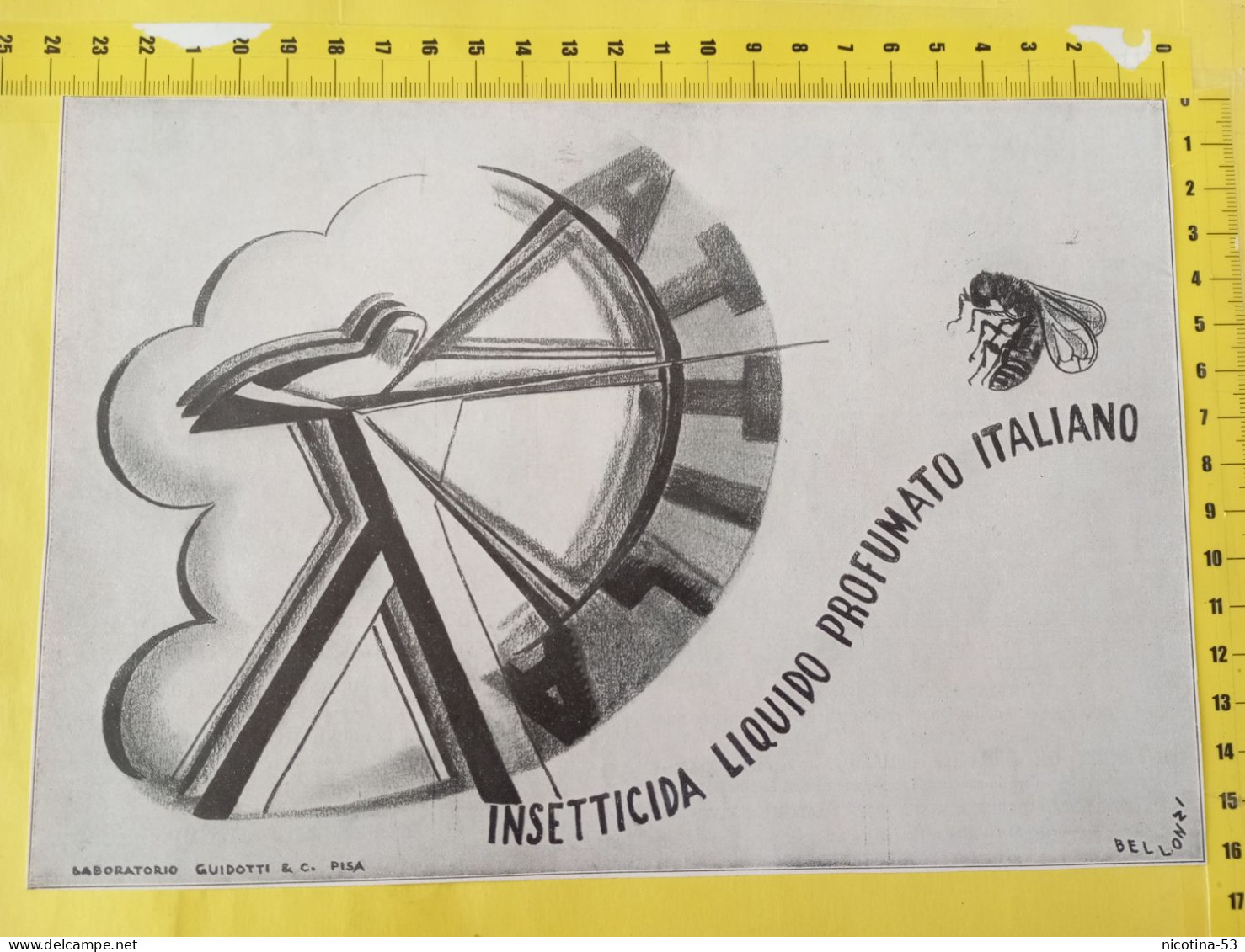 IT-00571- PUBBLICITÀ 1931 - " ATTILA "INSETTICIDA LIQUIDO PROFUMATO ITALIANO - ILLUSTRAZIONE "BELLONZI" - Altri & Non Classificati