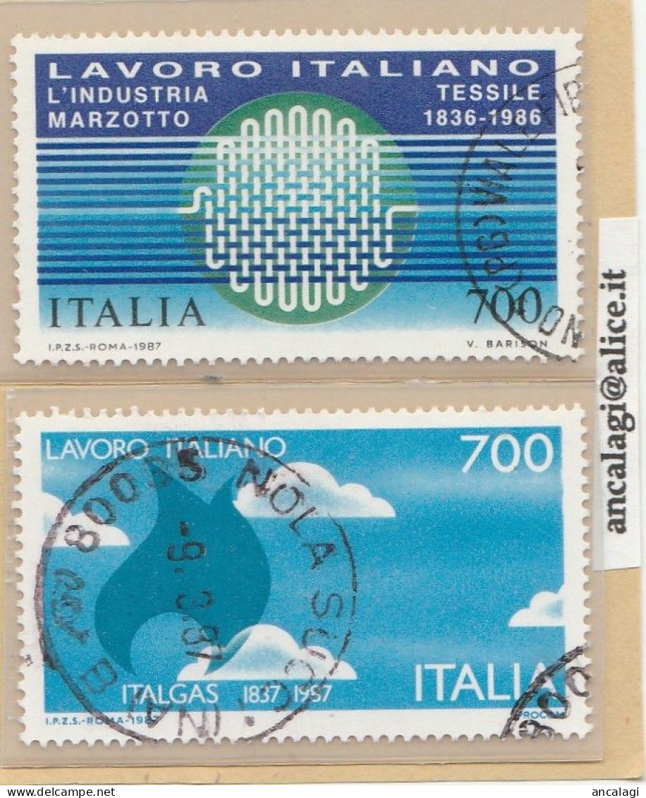 USATI ITALIA 1987 - Ref.0553 "LAVORO ITALIANO" Serie Di 2 Val. - - 1981-90: Usati