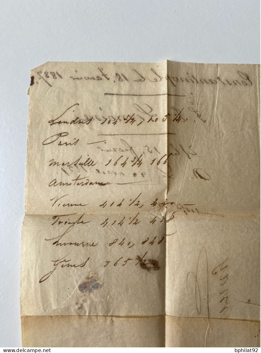 !!!  LETTRE DE CONSTANTINOPLE DE 1837 POUR LA FRANCE MARQUE D'ENTRÉE HUNINGE AUTRICHE, ARRIVÉE AU DOS - Entry Postmarks