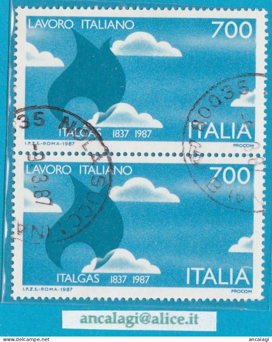 USATI ITALIA 1987 - Ref.0553B "LAVORO ITALIANO" 1 Val. In Coppia - - 1981-90: Usati