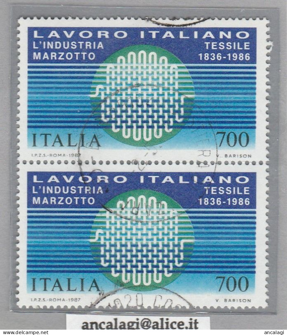 USATI ITALIA 1987 - Ref.0553C "LAVORO ITALIANO" 1 Val. In Coppia - - 1981-90: Oblitérés