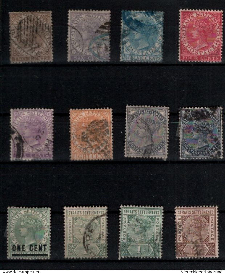 ! Strait Settlements, Singapore, Singapur, Malaya, Lot Of 78 Old Stamps - Straits Settlements