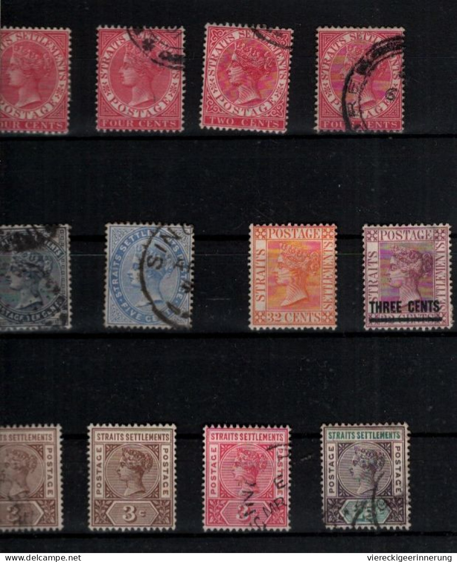 ! Strait Settlements, Singapore, Singapur, Malaya, Lot Of 78 Old Stamps - Straits Settlements