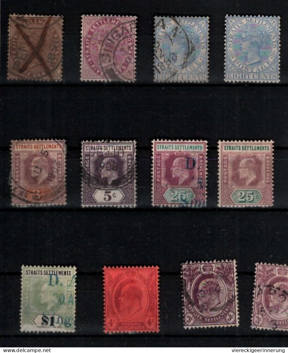 ! Strait Settlements, Singapore, Singapur, Malaya, Lot Of 78 Old Stamps - Straits Settlements