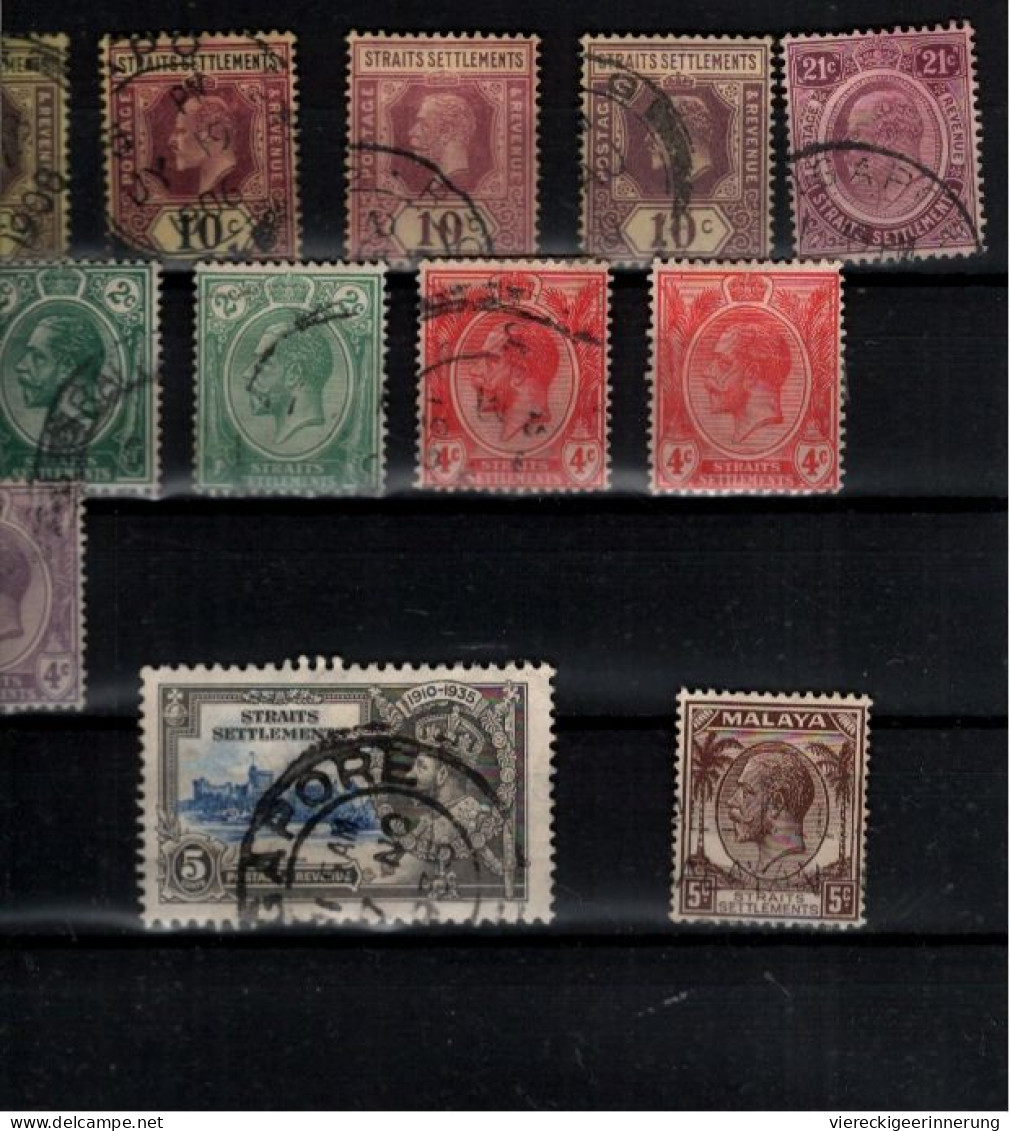 ! Strait Settlements, Singapore, Singapur, Malaya, Lot of 78 old stamps