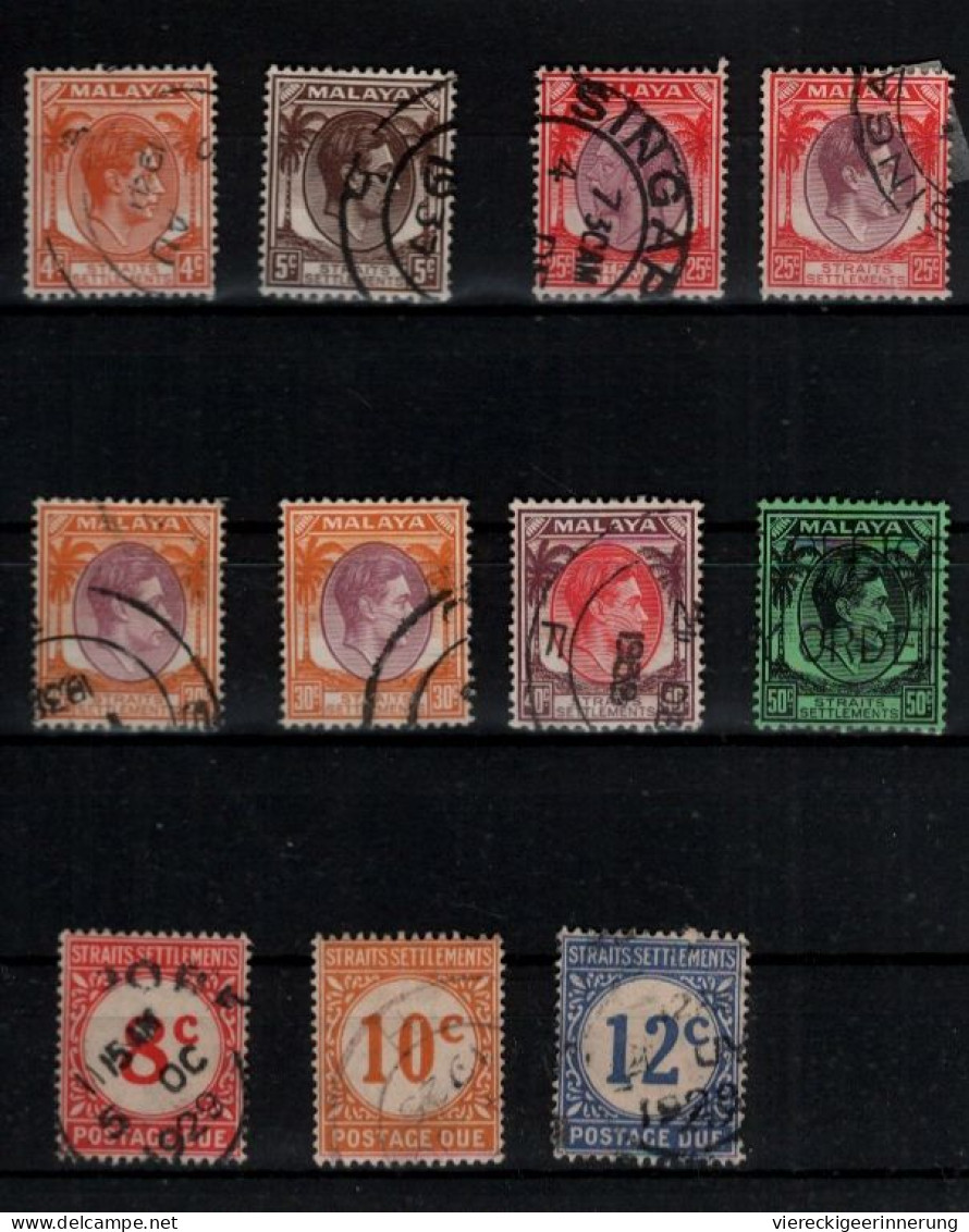 ! Strait Settlements, Singapore, Singapur, Malaya, Lot of 78 old stamps