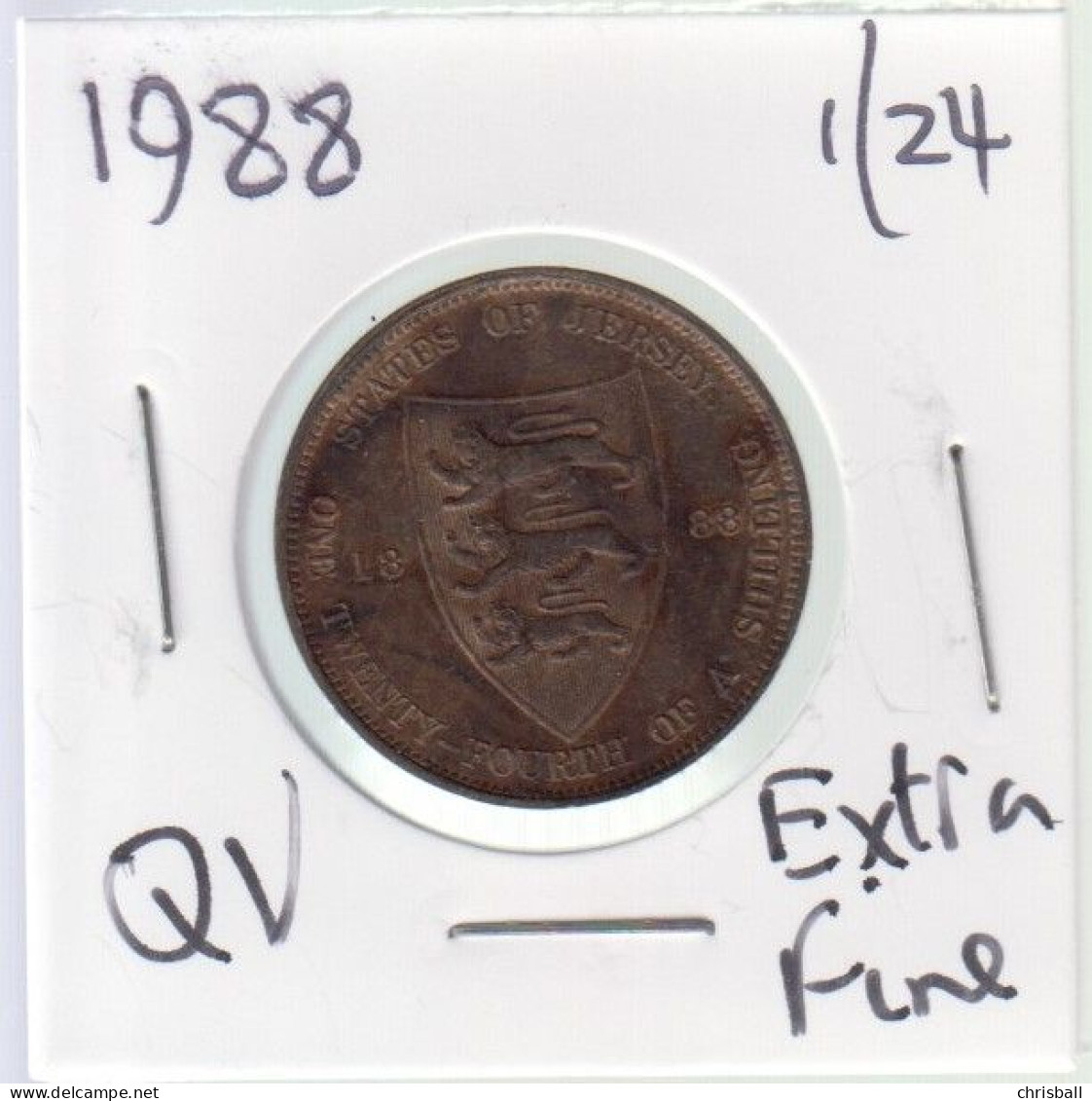 Jersey 1888 Coin Queen Victoria One Twentyfourth Of A Shilling 1/24 Condition Extra Fine - Jersey
