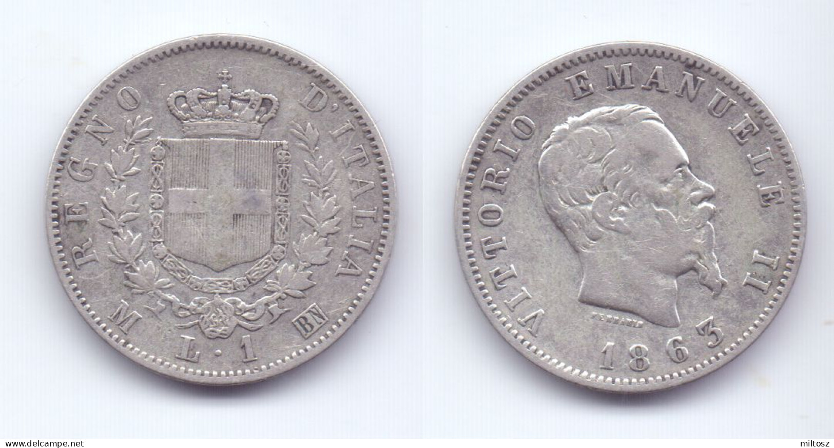 Italy 1 Lira 1863 MBN - 1861-1878 : Víctor Emmanuel II