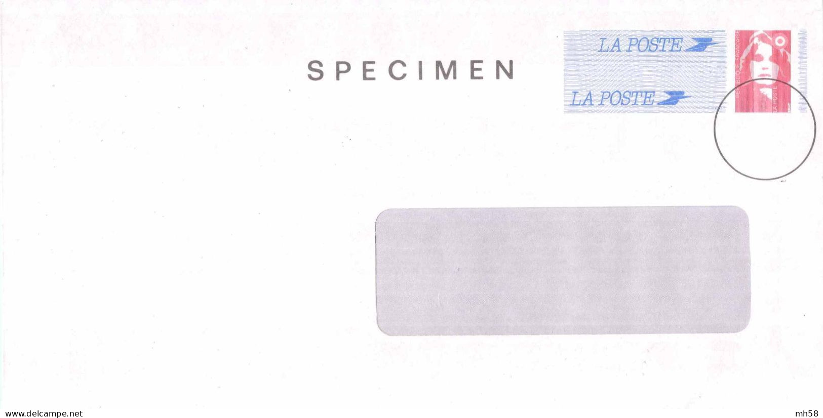 Entier FRANCE - Enveloppe SPECIMEN Petite Fenêtre Patte Autocollante Neuf ** - TVP Briat Rouge - PAP: Sonstige (1995-...)