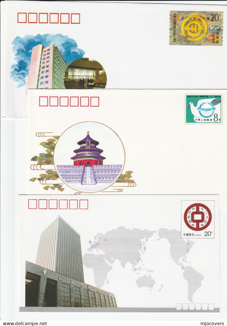 3 Diff China BANKING  Postal STATIONERY COVERS Stamps Cover Bank Finance - Buste