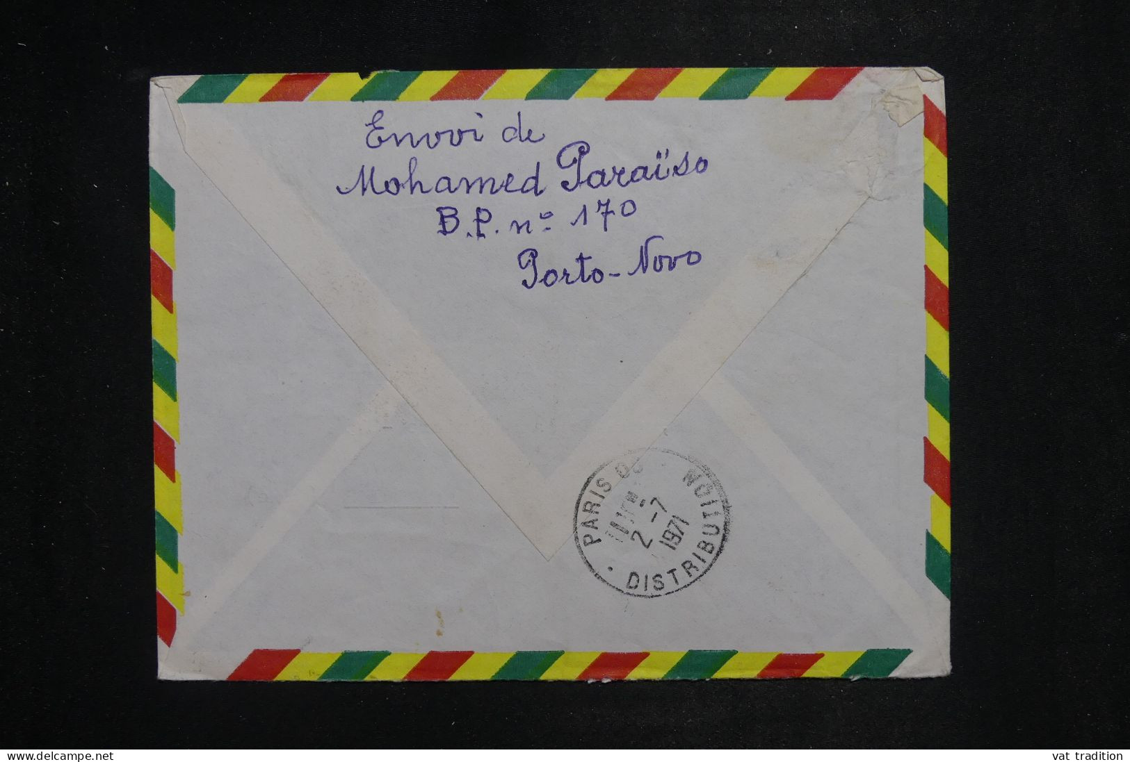 DAHOMEY - Enveloppe En Recommandé De Porto Novo Pour Paris En 1971 - L 151586 - Bénin – Dahomey (1960-...)