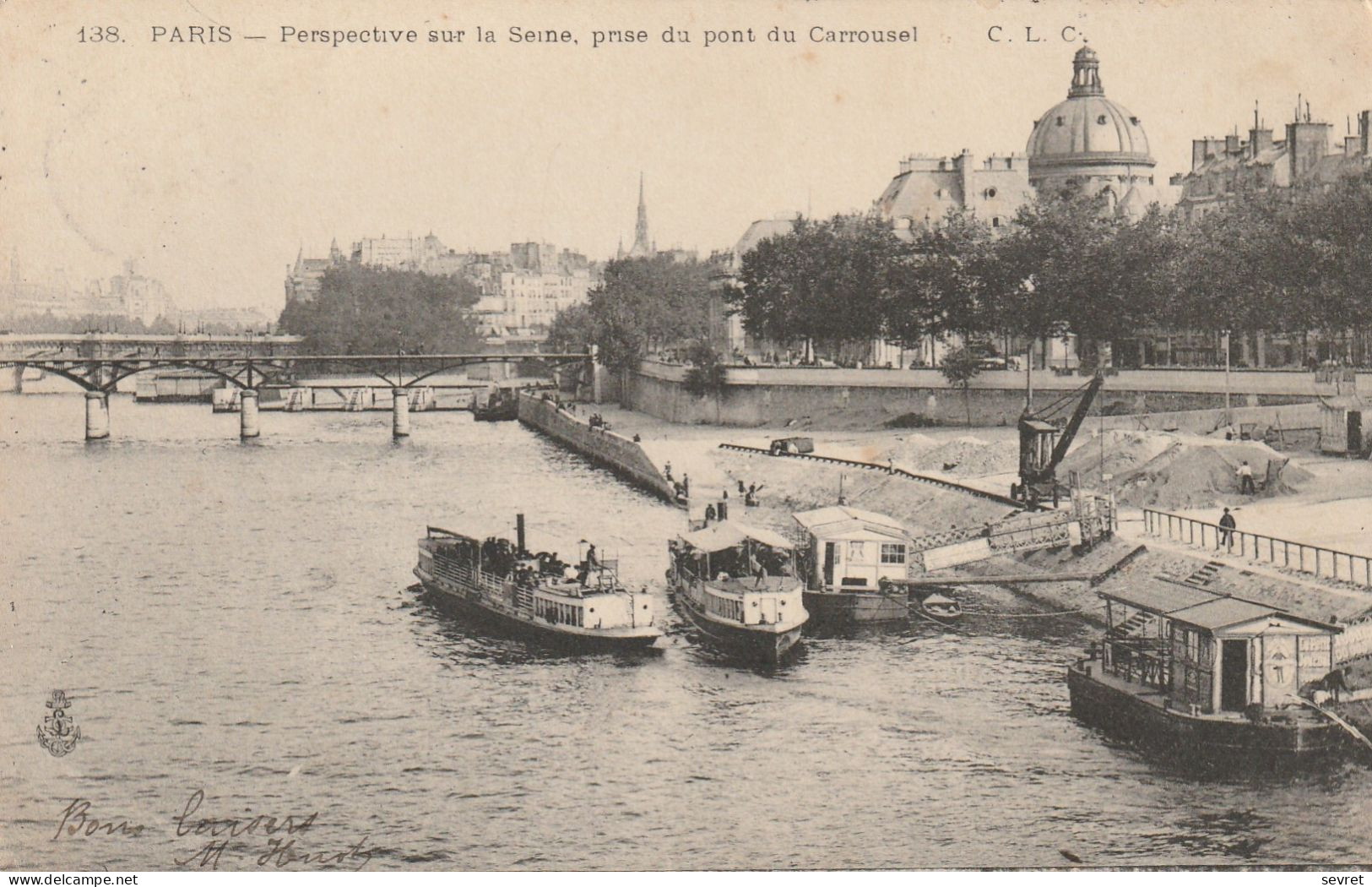 PARIS . - Perspective Sur La Seine, Prise Du Pont Du Carrousel - Carte Précurseur - La Seine Et Ses Bords