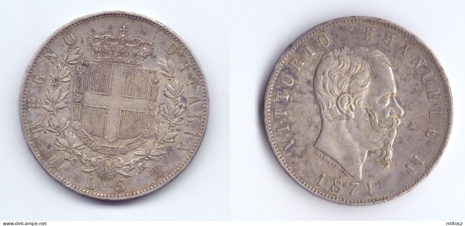 Italy 5 Lire 1871 MBN - 1861-1878 : Víctor Emmanuel II