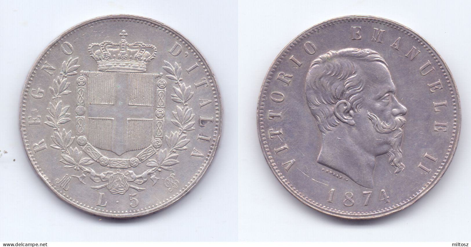 Italy 5 Lire 1874 MBN - 1861-1878 : Victor Emmanuel II